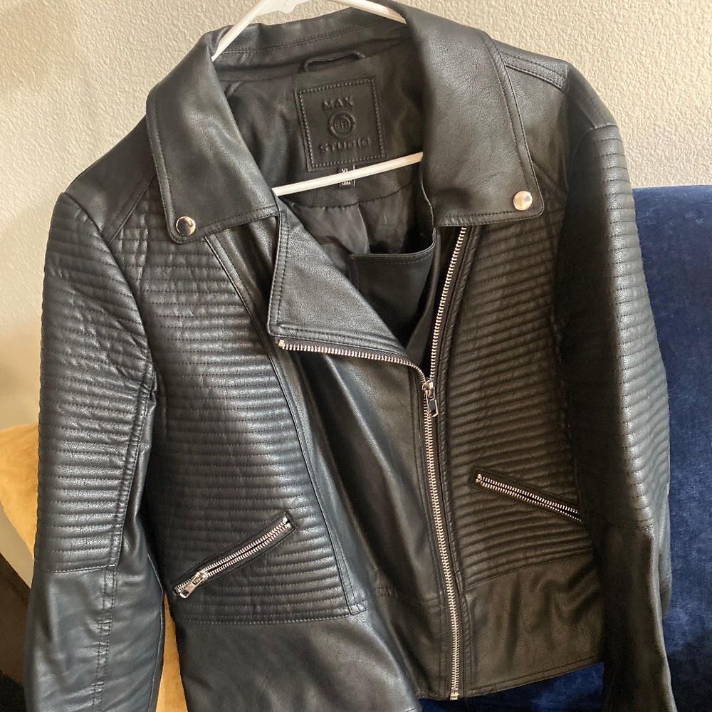 Sassy Max Studio Black Vegan Leather Moto Jacket XL
